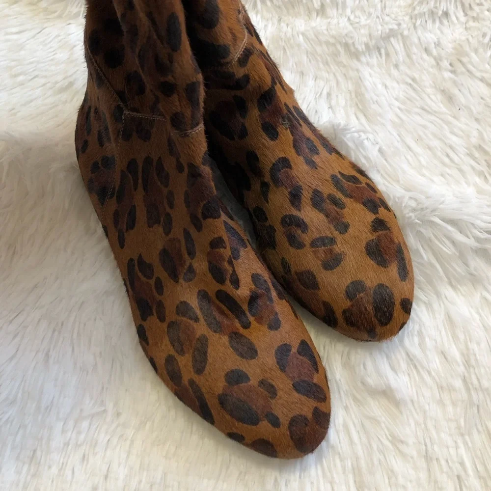 Sam Edelman James Knee High Leopard Print Calf Hair Boot Women’s Size 6